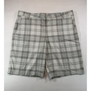 Columbia Regular Fit Plaid Shorts Gray 42x12 Cotton Blend Casual Golf